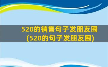 520的销售句子发朋友圈(520的句子发朋友圈)