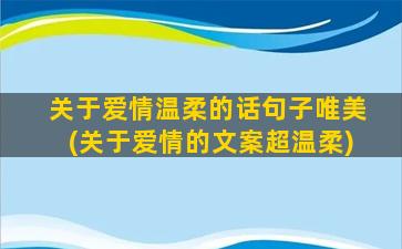 关于爱情温柔的话句子唯美(关于爱情的文案超温柔)