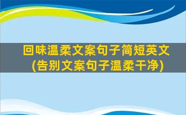 回味温柔文案句子简短英文(告别文案句子温柔干净)