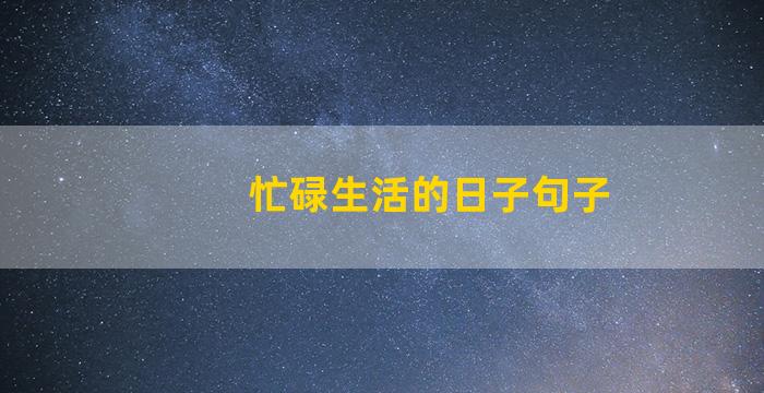 忙碌生活的日子句子