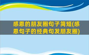 感恩的朋友圈句子简短(感恩句子的经典句发朋友圈)